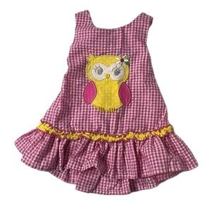 Nannette - Girl’s size 18 months - Summer Sleeveless Dress - Red and White Owl
